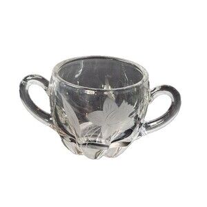 Vintage Clear Etched High Quality Glass Sugar Bowl in Very Good Condition